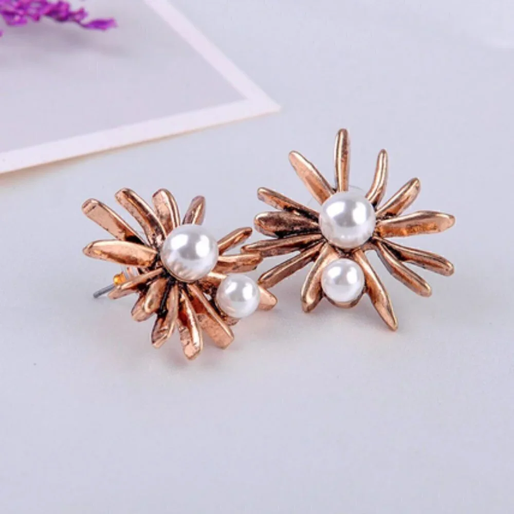 Unique Daisy gypsy  Stud pearl Earrings jewelry